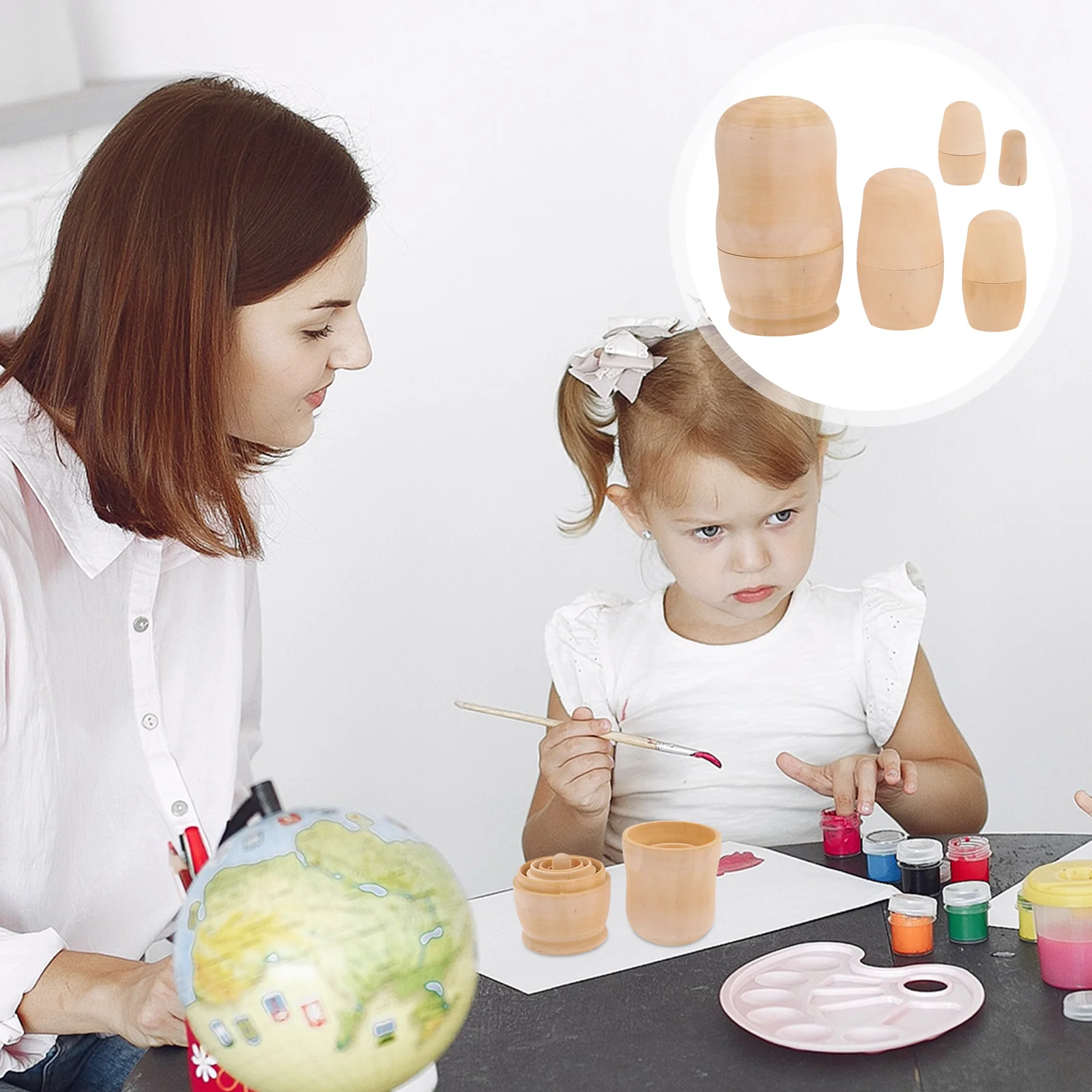 

1 Set Blank Nesting Unpainted Russian Diy Wooden Craft Kids Painting Home Party Decor Diy Wooden Russian Unfinished Nesting