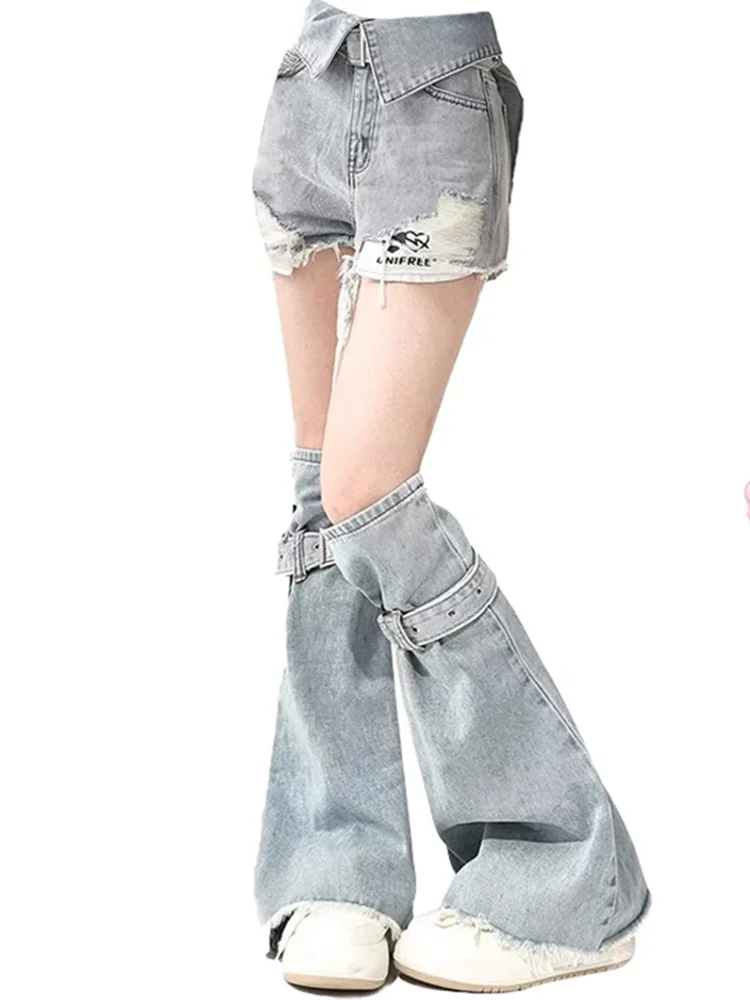 2024 Women Gothic Denim Shorts Vintage Harajuku Aesthetic Baggy Style Y2k Emo Short Pants Clothes Summer Streetwear Loose Denim