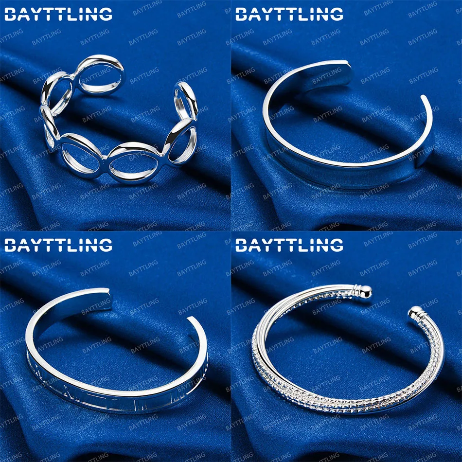

Luxury 925 Sterling Silver Simple Hollow Pattern Bracelet Women's Accessories Wedding Jewelry Gift Charm