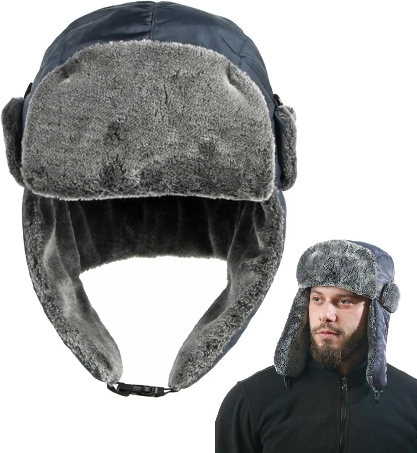 Trapper-Mütze – Thermo-Trapper-Mütze mit Ohrenklappen – Winter-Ausrüstungskappe zum Skifahren, Angeln, Arbeiten im Freien, Klettern, Radfahren
