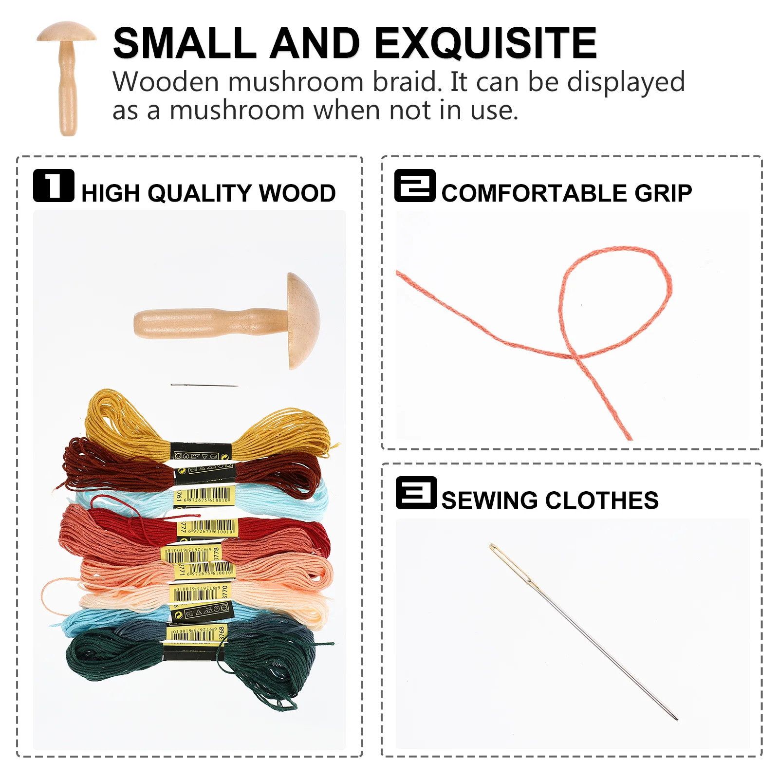 

1 Set Wooden Mushroom Darning Tool Lightweight Durable For Socks Clothes Patching Repair Sewing Kit Home Craft Mushroom Darning