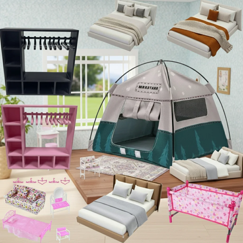 Fotografie Props Speelgoed Cadeau Pop accessoires Set Camping Kleine Tent Model 1:12 Schaal Decoratieve Miniatuur Scène Accessoires