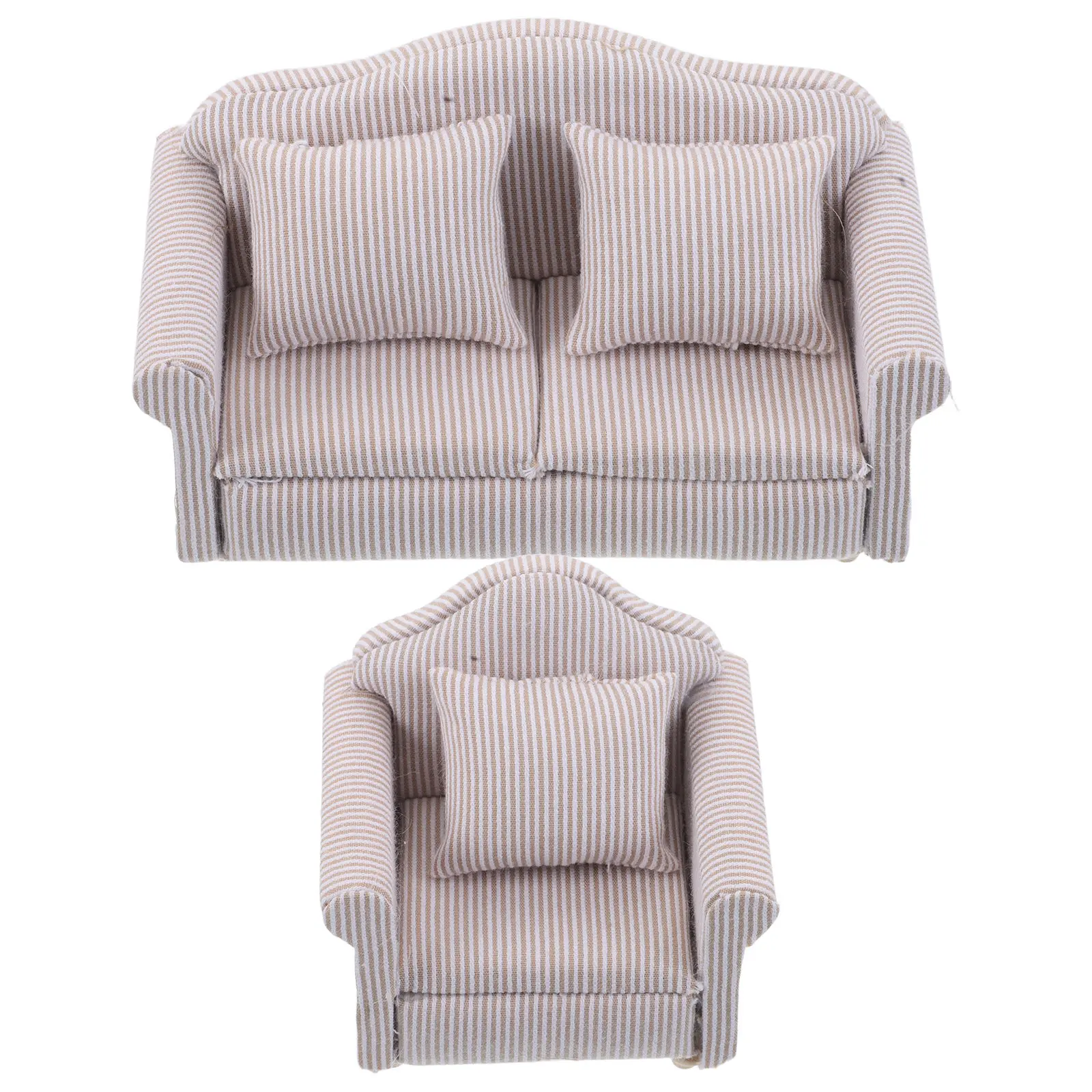 

2Pcs Dollhouse Miniature Furniture Set Fabric Sofa Arm Chair Trio Wood Frame Living Room Decor Vibrant Cozy Aesthetic Pink