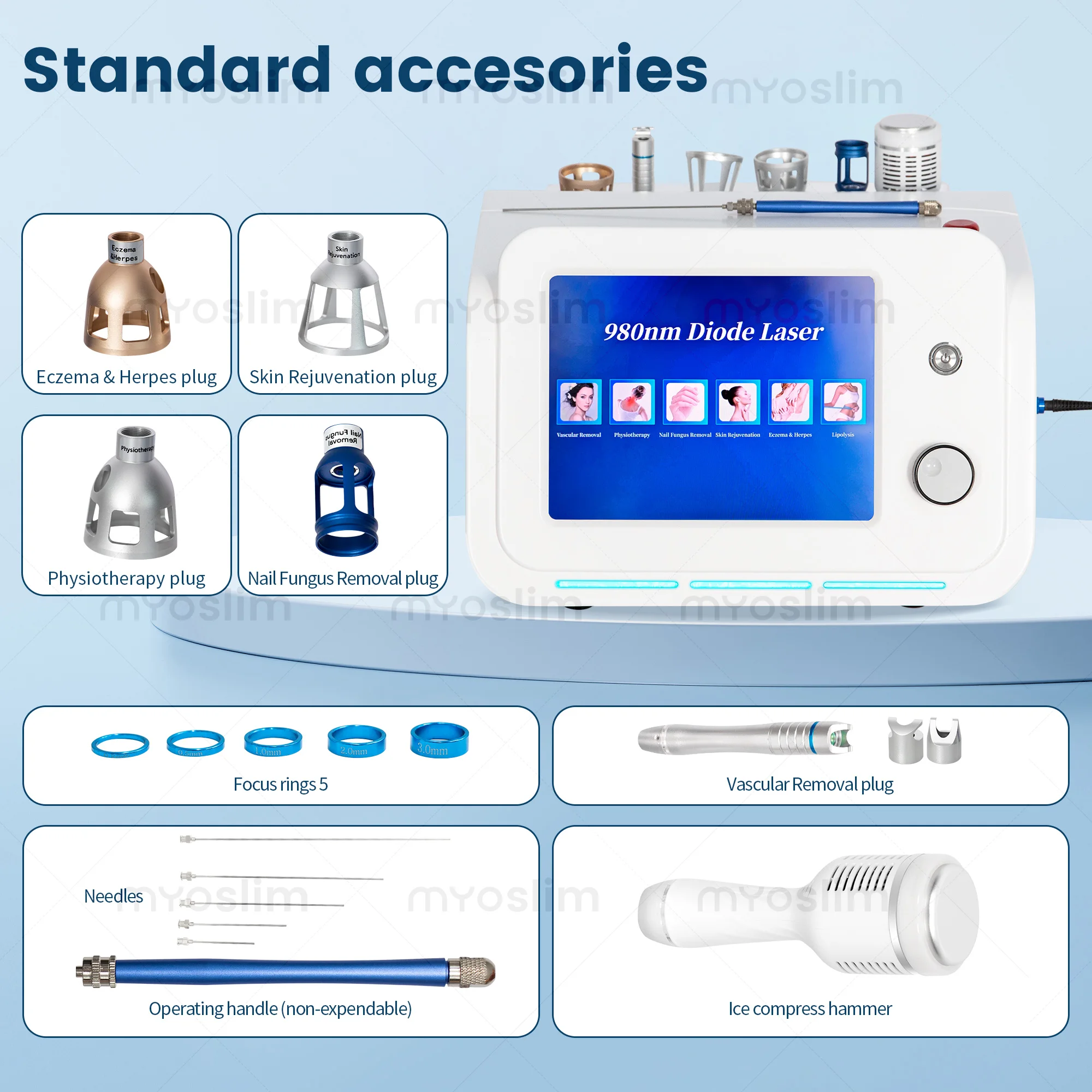 6 in 1 980nm Diode Laser Blood Vessels Removal Nail Fungus 980 Diode Laser Vascular Removal Machine Remove Spider Veins