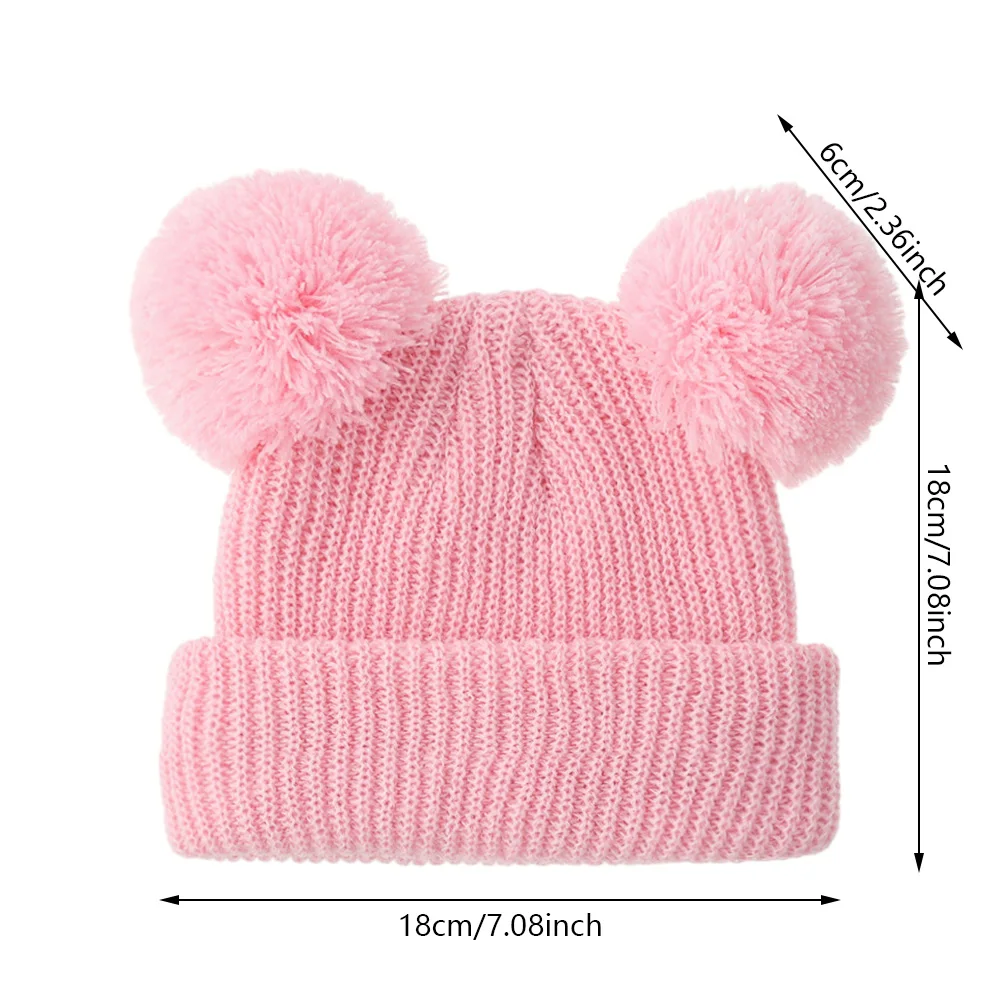 0-12 متر الصلبة محبوك لطيف بوم بوم قبعة الوليد بنين بنات عمامة القبعات مستشفى بونيه الرضع الخريف الشتاء أغطية الرأس طفل أغطية الرأس #4