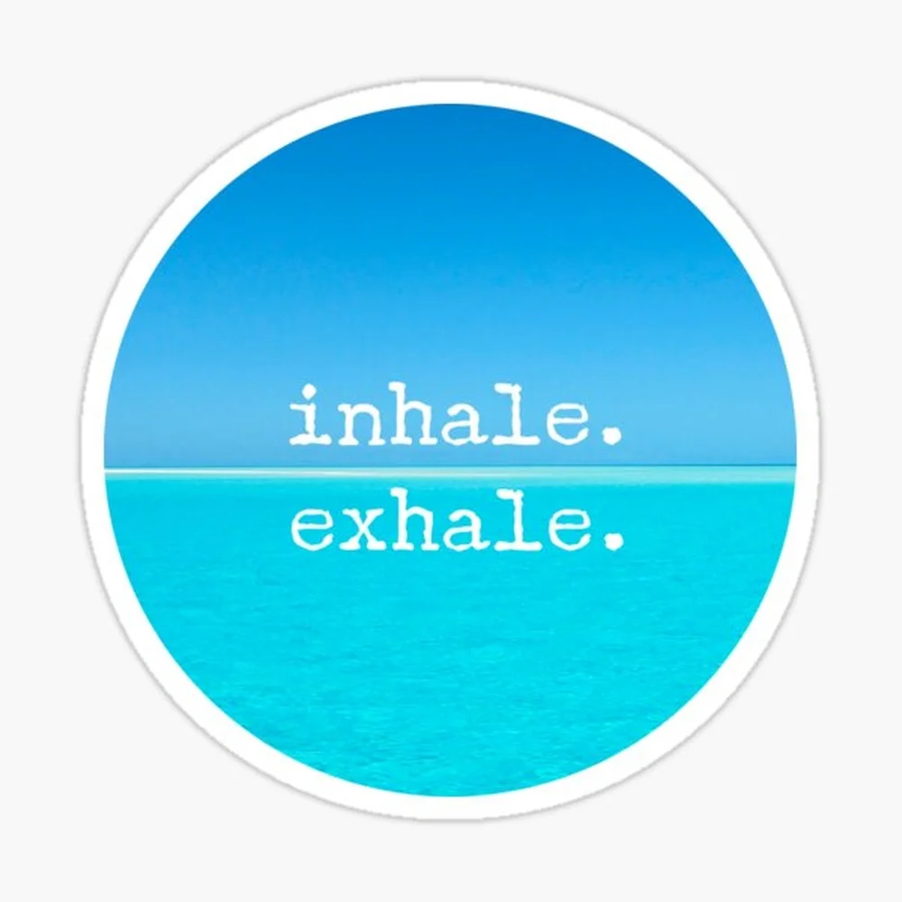 Meditation Quote - Mindful Wall Art Inhale Exhale Sticker for Laptop Decor Bedroom Car Cute Cartoon Art Fashionable Public Suitc