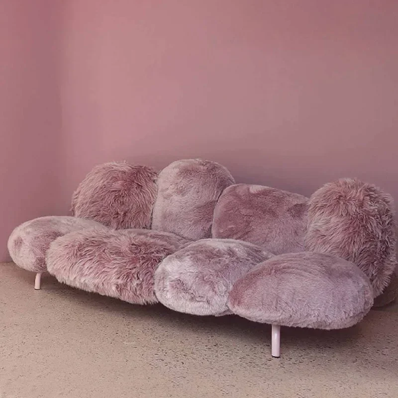 

Plush styling casual sofa chair imitation rabbit fur furry hotel living room bedroom Internet celebrity chair