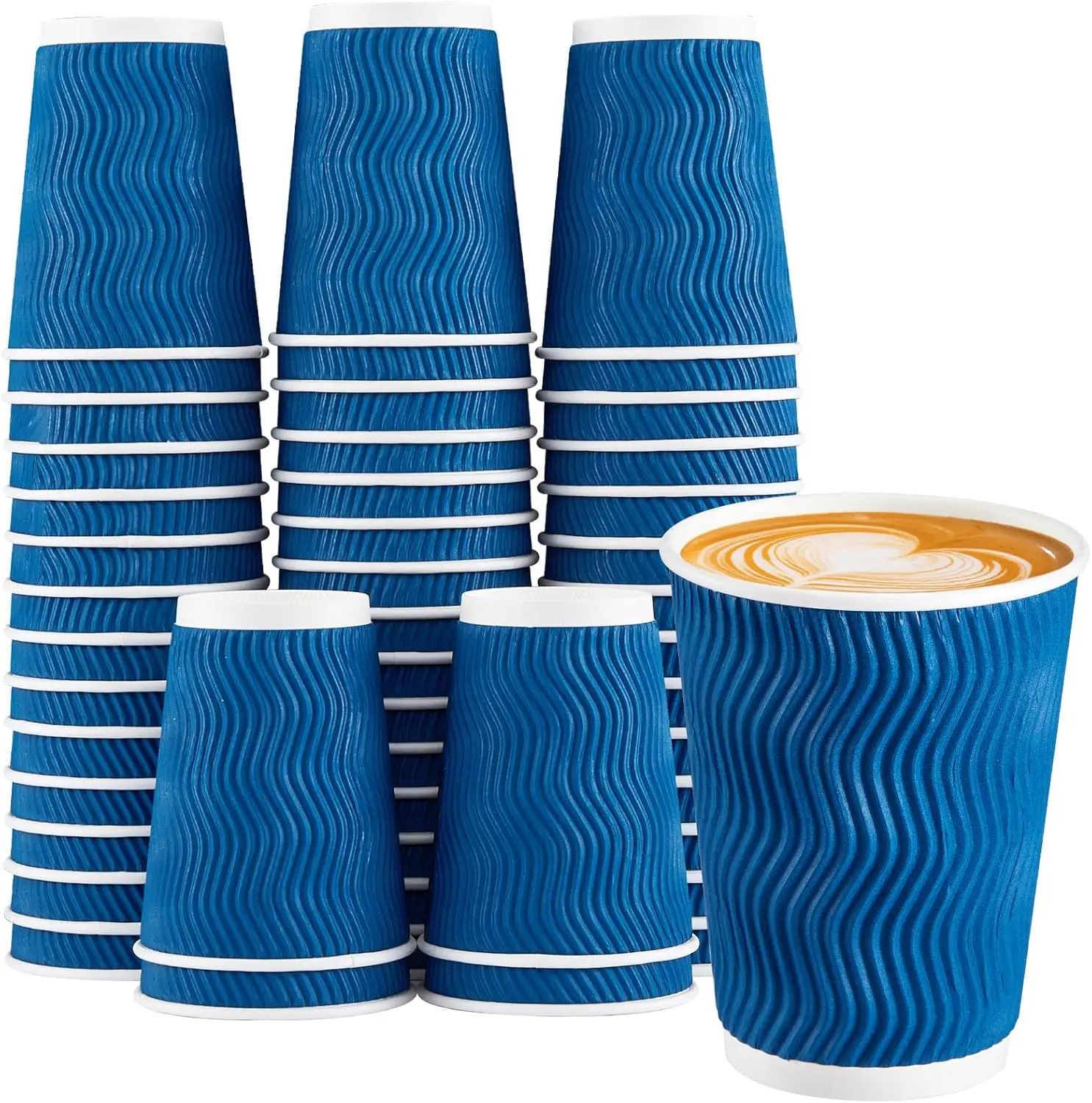 12OZ Einweg-Kaffeebecher Isolierte Wellpappe-Kaffeebecher mit Gerippter Wand für Heiße Getränke oder Tee Heißwasserbecher