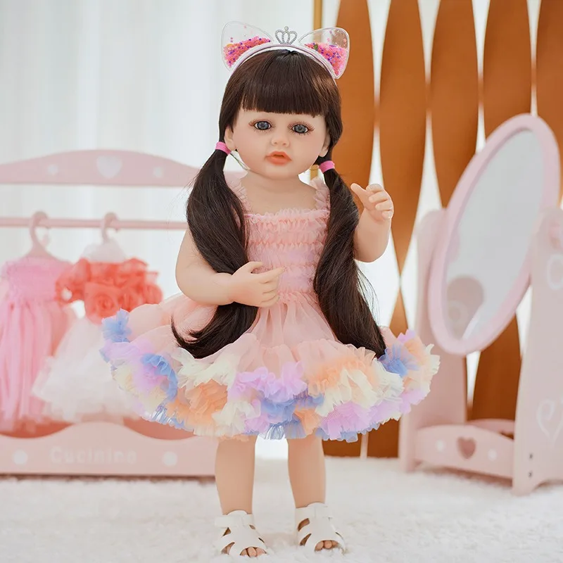22-Inch Handmade High-Quality Soft Vinyl Silicone Rebirth DollQ22 Comforting Early Education Doll 3D Painted Realistic Baby Doll