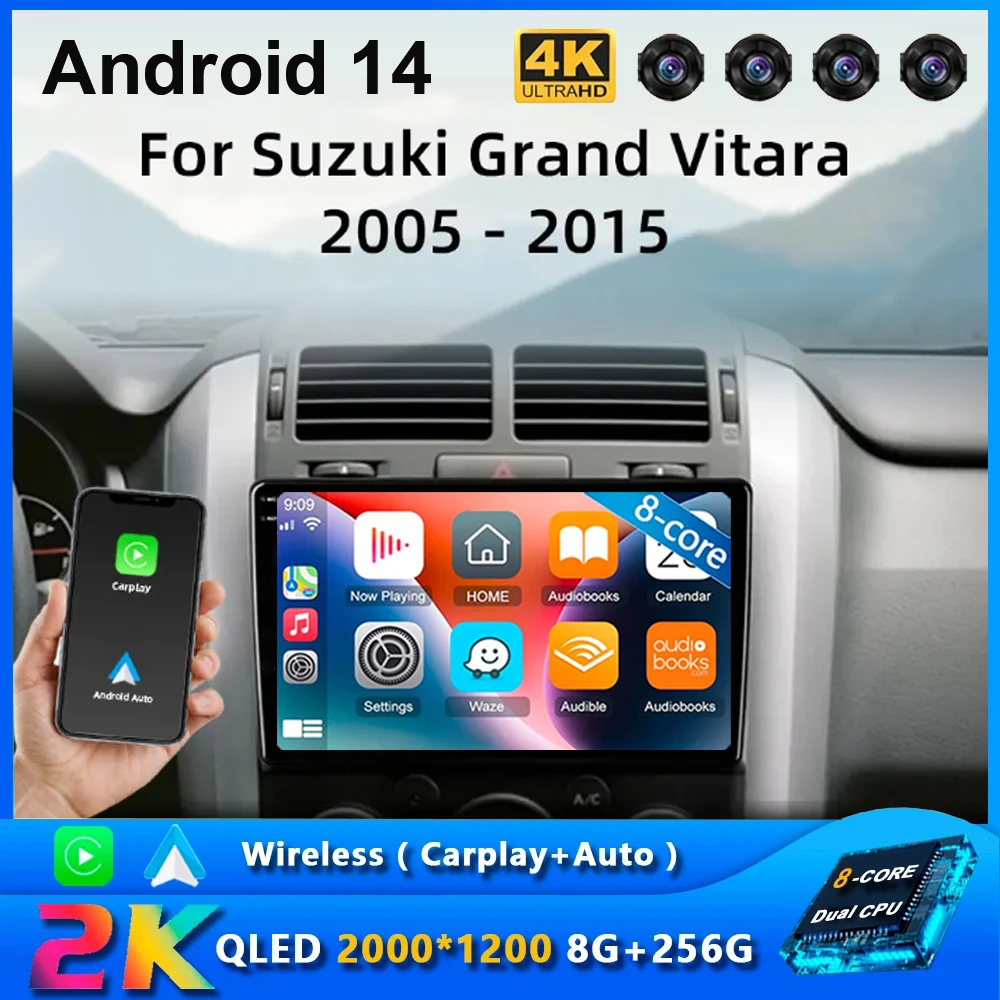 

Android 14 Car Radio For Suzuki Grand Vitara 2005-2015 4G+WiFi Multimedia Video Player Stereo Navigation GPS Carplay 360 Camera