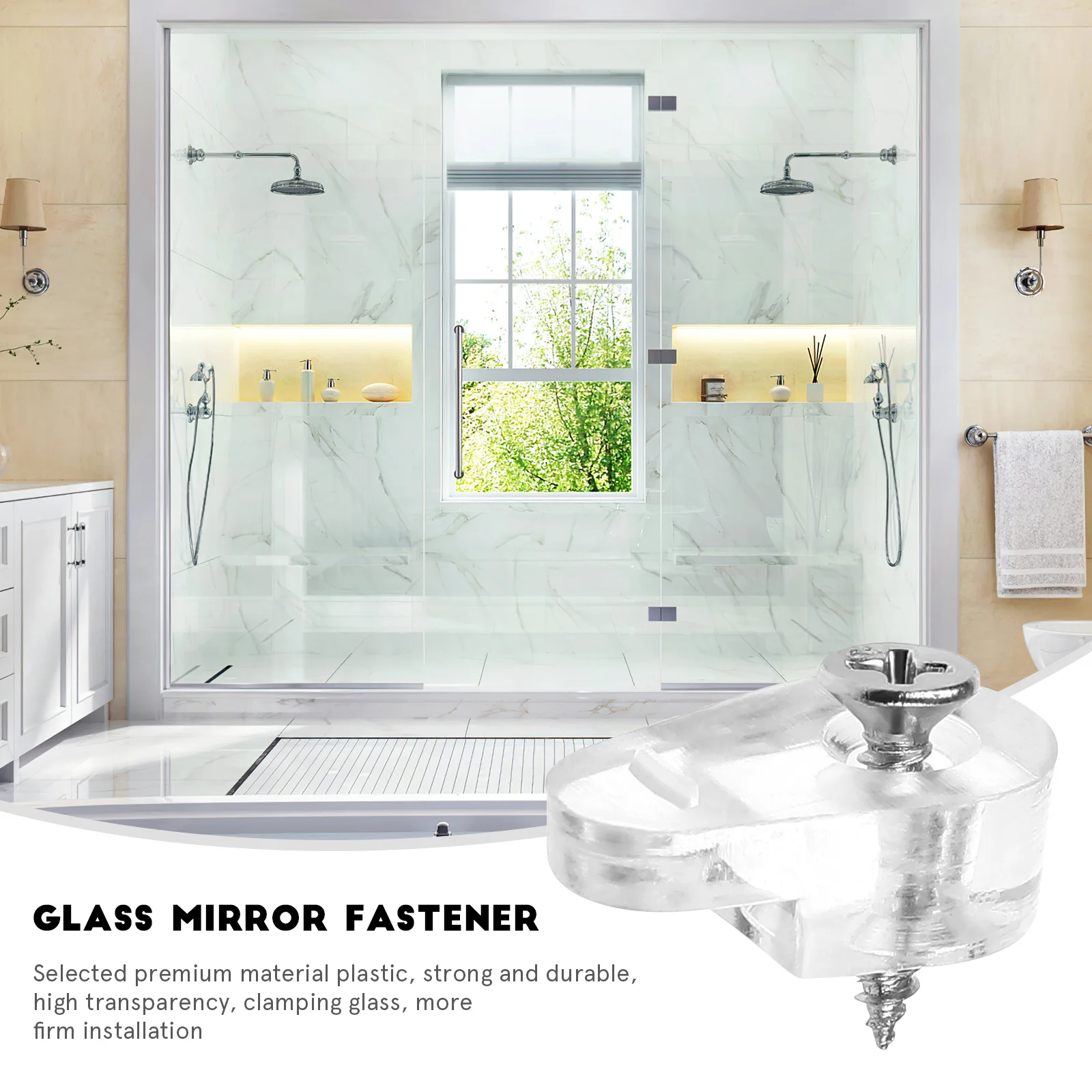 20Pcs Mirror Holder Clips Clear Plastic Fixing Clips Screws for Mounting Mirrors Glass Cabinets Doors Hardware