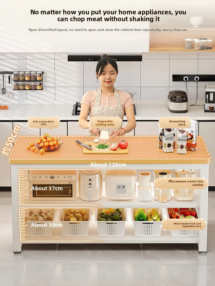 Estante de cocina multifuncional de suelo a pared, mesa multicapa, banco de trabajo, horno microondas, estante de almacenamiento para ollas, gabinete lateral estrecho