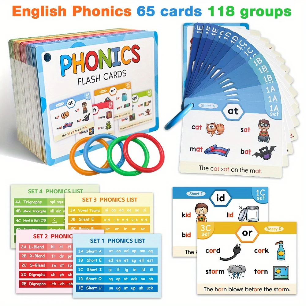 

Kids Phonics Learning Flash Cads Educational Toys Teacher Teaching Aids Montessori English Words Training Vocabulary Building