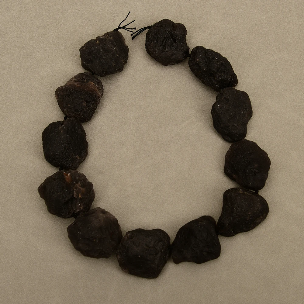 APDGG Natural semi precious black meteorite stone Loose Beads 17'' Jewelry Making DIY