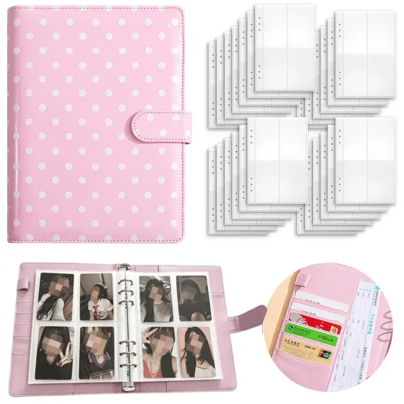 A5-Ordner 25 Seiten (4 Fächer) Fotokarten Kpop Fotoalben Idol-Karten Loseblatt-Sammelbuch Ordner Fotokartenhalter
