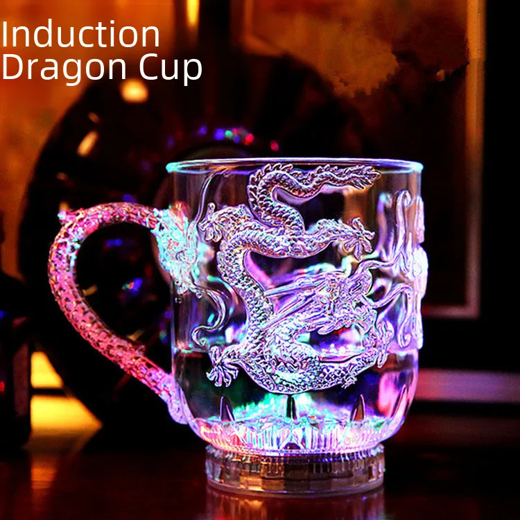 Luminous Cup Dragon Cup creative acrylic light induction colorful luminous color changing beer cup luminous water Cup Anime mug