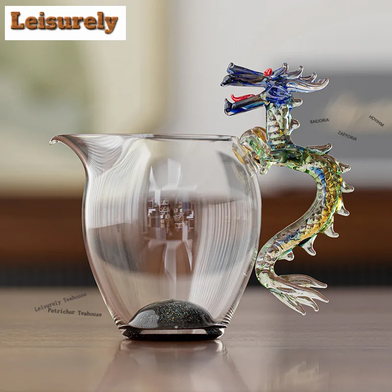 

260ml Bottom Of Starry Sky Dragon Handle Glass Tea Pitcher Divide Tea Cha Hai Dispenser Justice Cup Fair Mug Drinkware Supplies