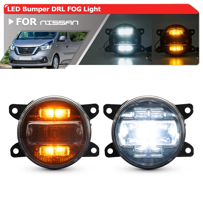 For Nissan 2016-2020 NV300 2005-2015 Navara D40 Note E11 Leaf Cabstar Patrol Pathfinder LED Driving Fog Light DRL/Turn Signals