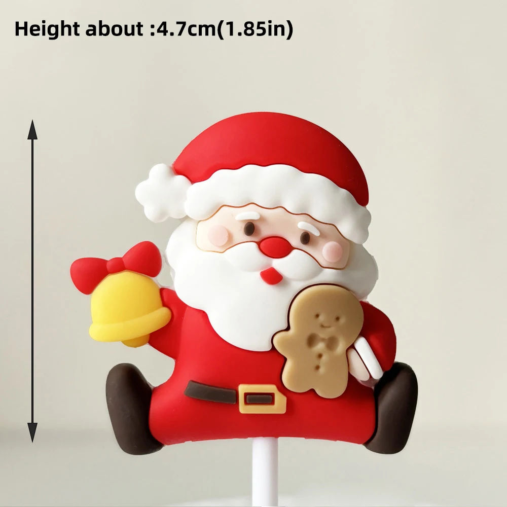 Neue Cupcake-Dekoration für Weihnachtskuchen, weicher Gummi-Weihnachtsbaum, Weihnachtsmann, Schneemann für Neujahr 2025, Weihnachts-Kuchenaufsatz – Detail 8