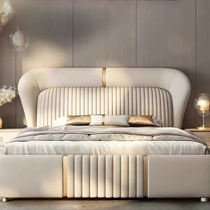 

Современная белая мебель Camas De Dormitorio, золото 180x200 см, двуспальная кровать для хранения, роскошные кожаные кровати для больших отелей, спальни, King Adults