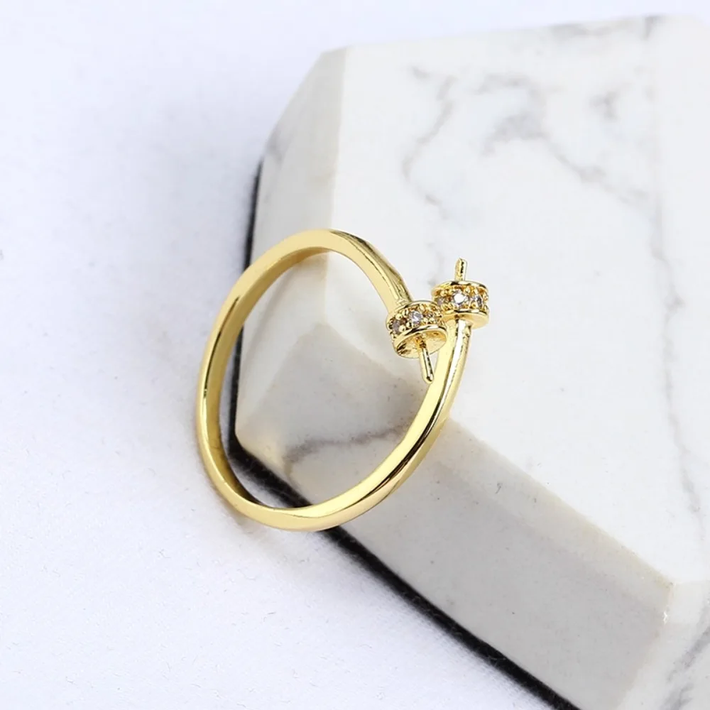 

5pcs Adjustable Gold Plated Pearl Ring Settings Findings & Accessories-for Jewelry Making Bulk Wholesale Craft Supplies 4-7mm