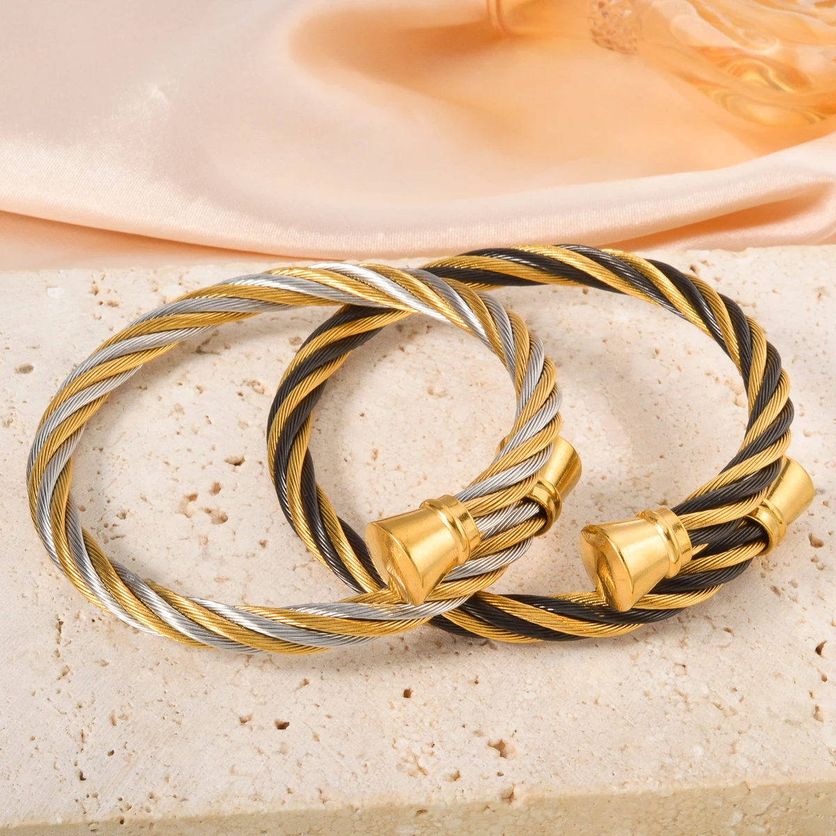 

Stainless Steel Cable Wire Bracelet Cuff Jewelry Bangle Hip-hop Fashion Wrist Accessories Men Women Hand Bracelet Gifts