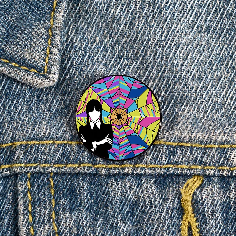 Nevermore Wednesday Lapel Pin Enid Sinclair Wednesday Addams Metal Enamel Brooch Jacket Backpack Badge Pins for Fans Gifts