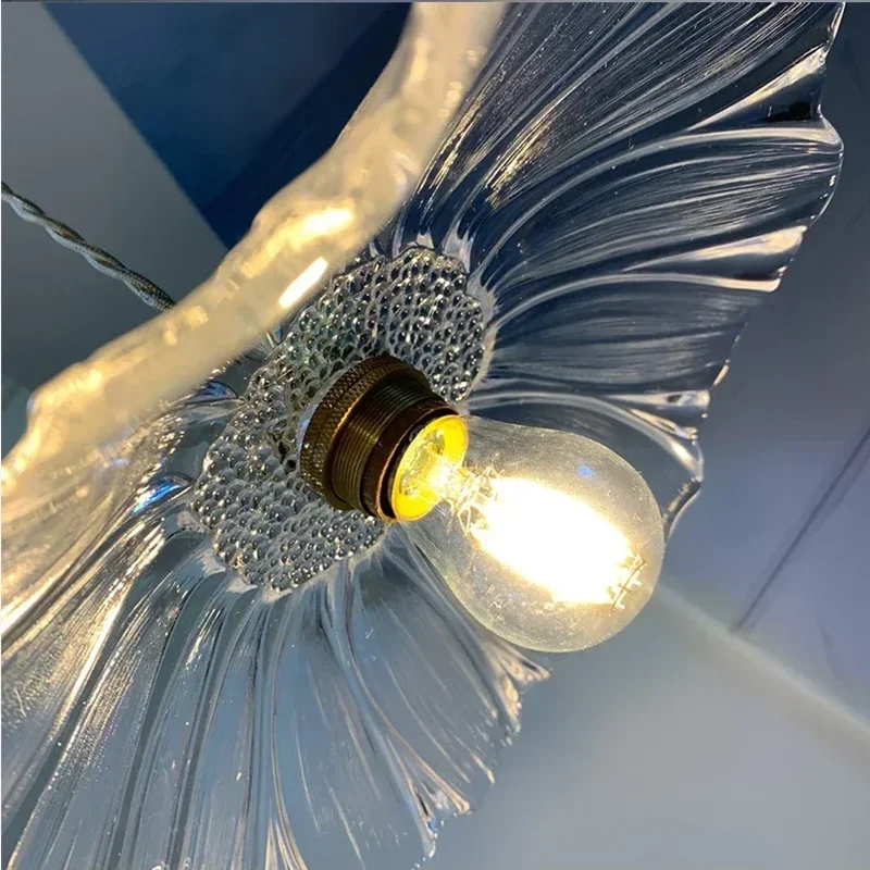 

glass Brass Bar Nordic Japanese Led Chandelier Light Aisle Corridor Porch Balcony Corridor Decorative Flower Shaped Hanging Lamp