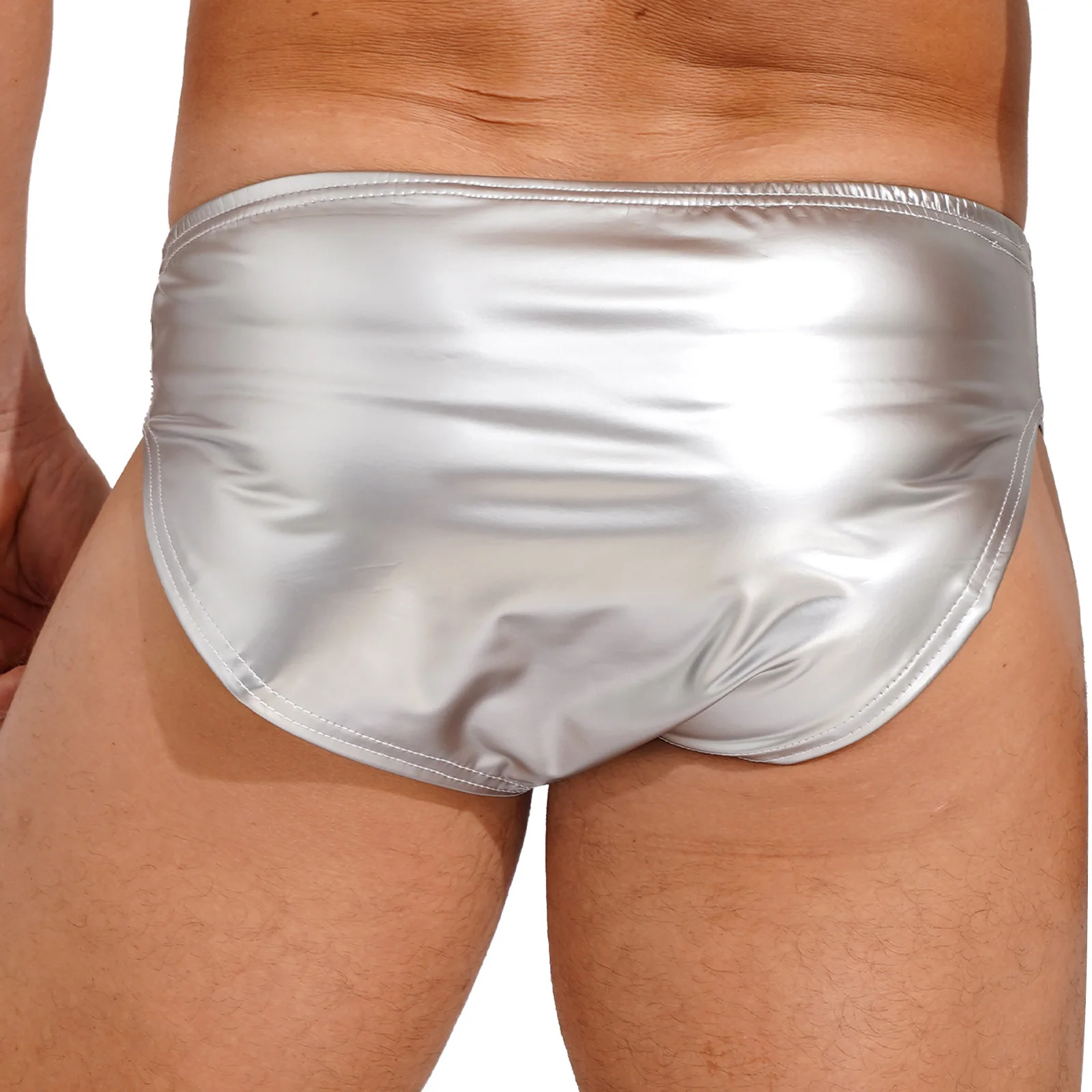 Mens Patent Leather Briefs Latex Panties Wet Look Underwear Club Dancing Performance Elastic Waistband Underpants