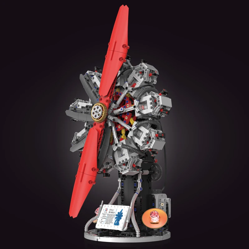 Radial Engine Building blocks 9-Cylinder Fighter jet Aviation aircraft Technology Machinery Assembly Model Toy Gift