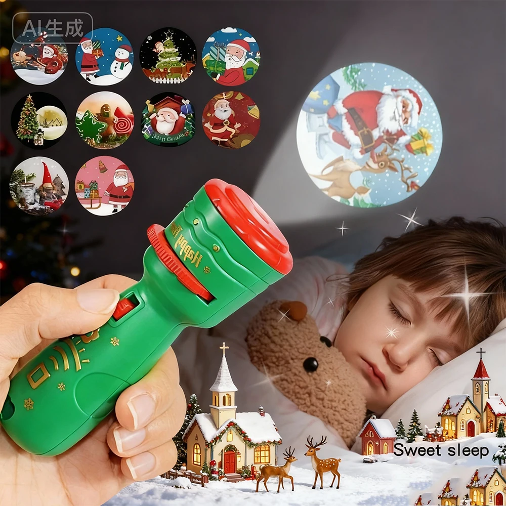 

Flashlight Christmas projector lifelike 21 patterns Santa Claus Christmas tree education toy gift