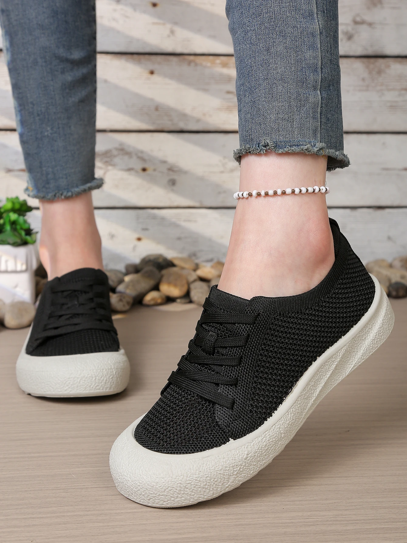 Leichte Mesh-Strick-Freizeitschuhe für Damen, atmungsaktive Slip-On-Sneaker mit weicher Sohle, bequemes Alltagsschuhwerk. – Detail 10