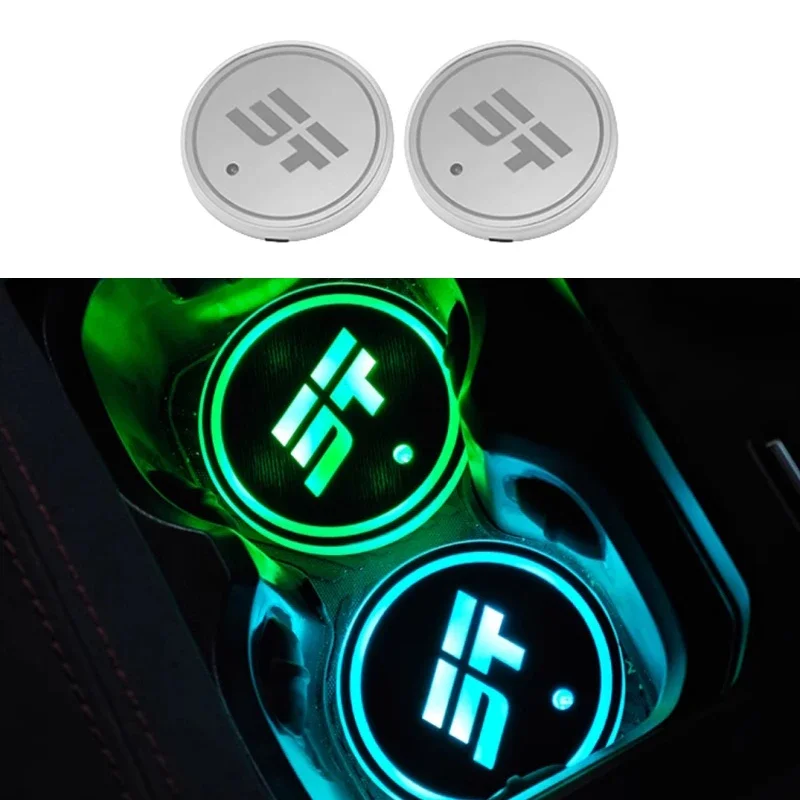 Car Luminous Cup Light Pad Fit for JETOUR Traveler T2 Luminous Induction Breathing Cup Light Interior Ambient Light Accessories