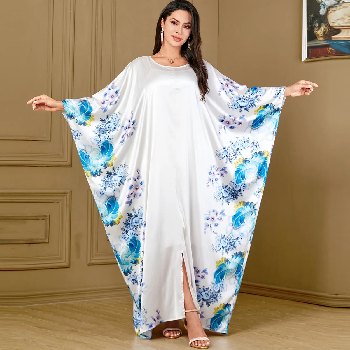 

Muslim Women Batwing Sleeve Loose Maxi Dress Turkey Kaftan Dubai Abaya Ramadan Eid Djellaba Islam Jalabiya Morocco Kaftan Abayas