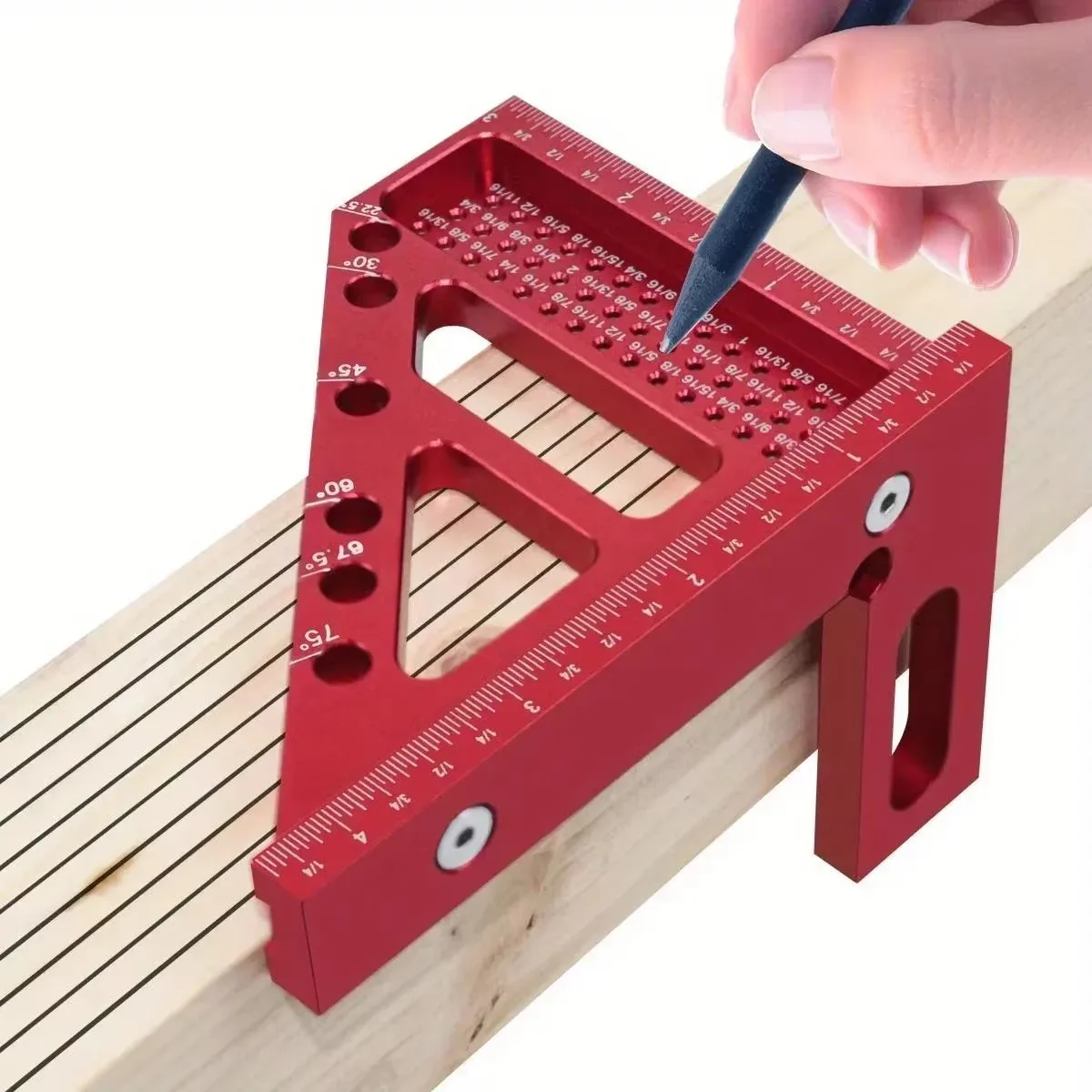 3D Multi-Angle Measuring Ruler, 45/90 Degree Woodworking Aluminum Square Protractor,Triangle Ruler Layout Measuring Tool Carpen