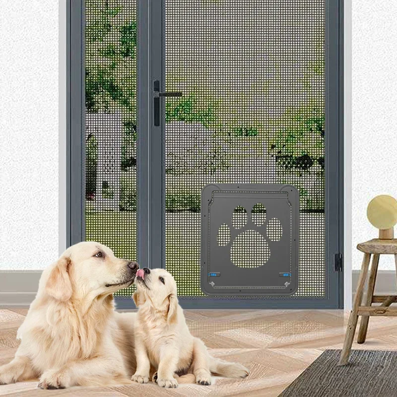 1pcs Pet Screen Door Kitten Puppy Security Mesh Gate Portable Dog Flap Door ABS Plastic Lockable Easy Install Small House