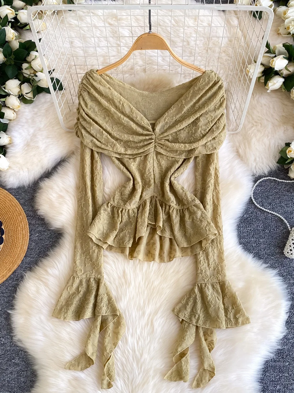 

Свободная женская рубашка с длинным рукавом, на пуговицах, с завязками на талии, в корейском стиле, однотонная, для повседневной носки