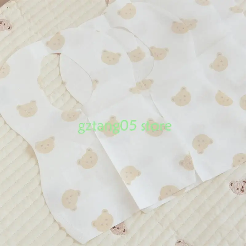 57ee 50xcartoon Bear Print Werrooling Bibs Dengan Saku Bayi Handuk Air Saliva Tinggi