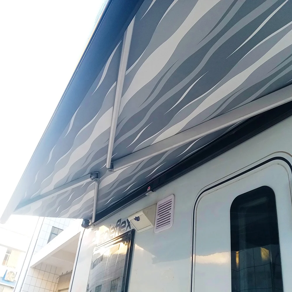 12V Motorhome Sun Shade 250x200cm, Waterproof PVC Canopy, Aluminum Alloy Frame, For Motorhome Camping, Exterior Accessories