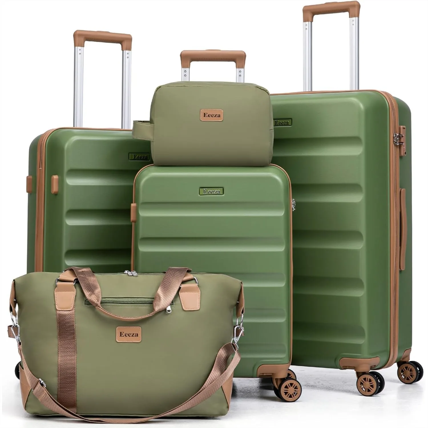 

5 Piece Luggage Sets with Wheels, ABS Hard Case Suitcases with TSA Lock Spinner Wheels, Carry On Travel Set 20/24/28 Inch Green
