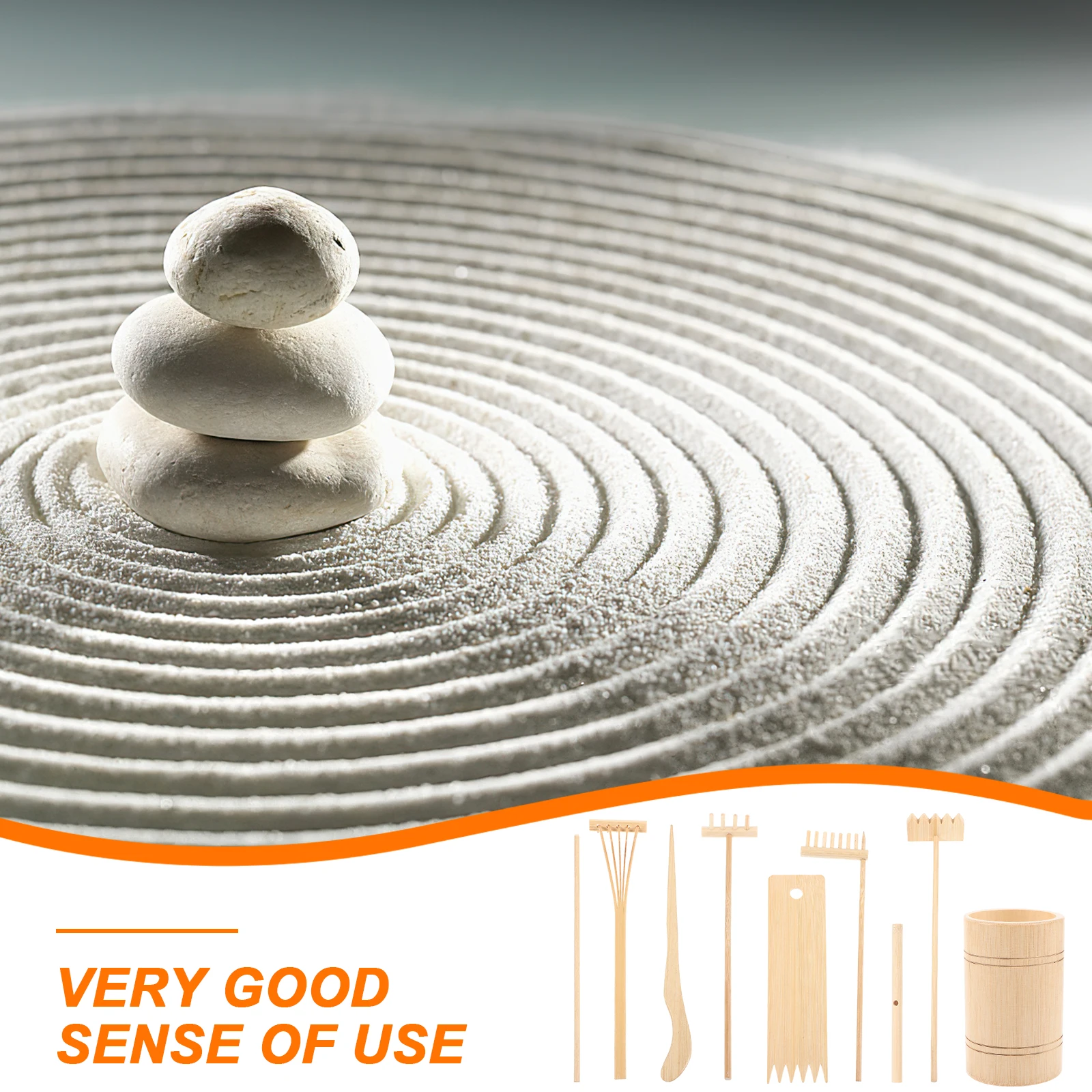 1 set Mini Garden Rake Tools Zen Sand Push Miniature Bamboo Wooden Sandbox Crafts Toys Play Stress Relief Home Gifts