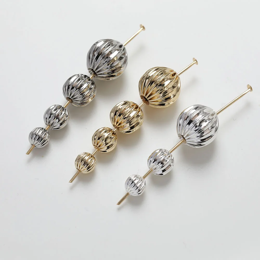 20PCS 14K Gold Plated Brass Hollowed Pumpkin Bead Fold Beads Jewelry Making Supplies Necklace Bracelet DIY Accessories