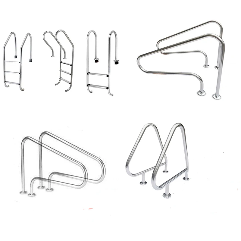 

Custom 304 Stainless Steel Ladder Pool Accessories Handrail and Swimming Pool Escalator Stairs