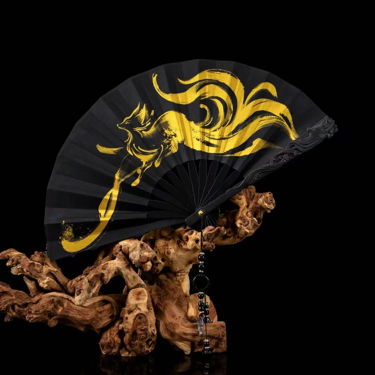 Mini Chinese Fan Steel Ribs Hand Fan Premium Silk‑like Cloth Surface Exquisite Tassel Pendant Home Decoration