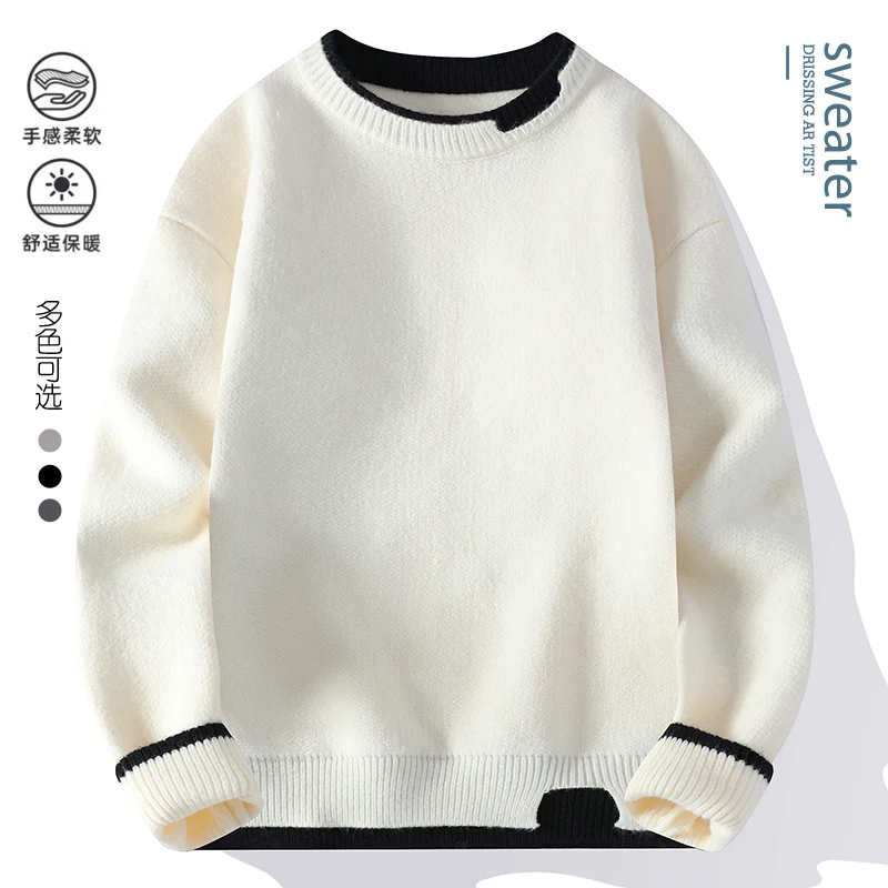 

Men Casual Fashion Solid color knitwear Men's O-neck Sweater New Autumn Pullover Long Sleeve Warm Slim Sweaters Men Clothing