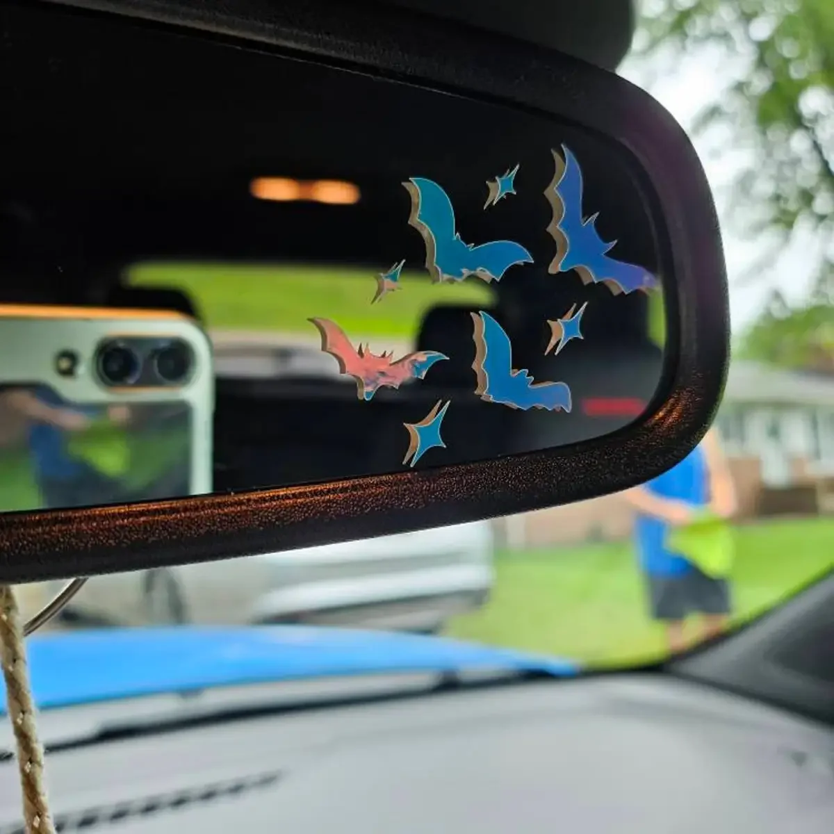 ملصق مرآة الرؤية الخلفية للسيارة، الخفافيش والنجوم، ملصق مرآة جانبية، ملصق الخفافيش الصغيرة، ملحقات المرآة الخلفية للسيارة #5