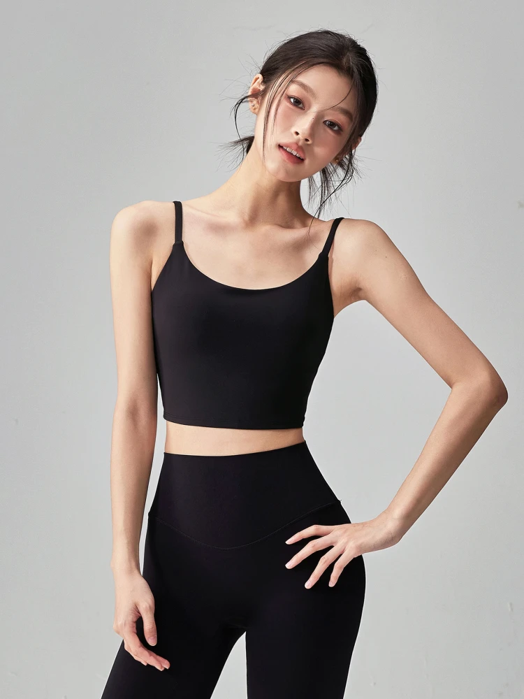 

Profional Training Sports Bra Women's Outerwear Fitn Anti-o Running Yoga Vest U-ne A-line Narrow Strap Vest