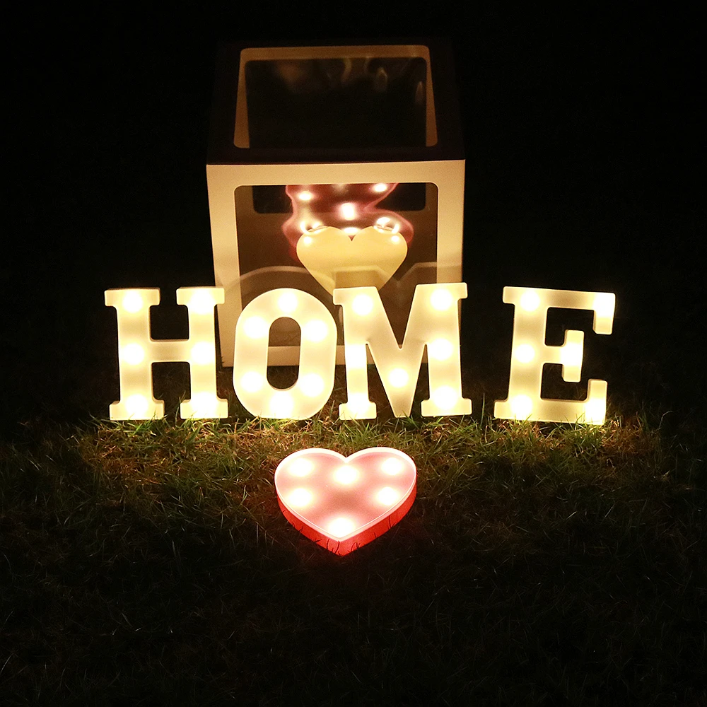 Decorative Letters Alphabet Letter LED Lights Luminous Number Lamp Decoration Battery Night Light Party Baby Bedroom Decoration