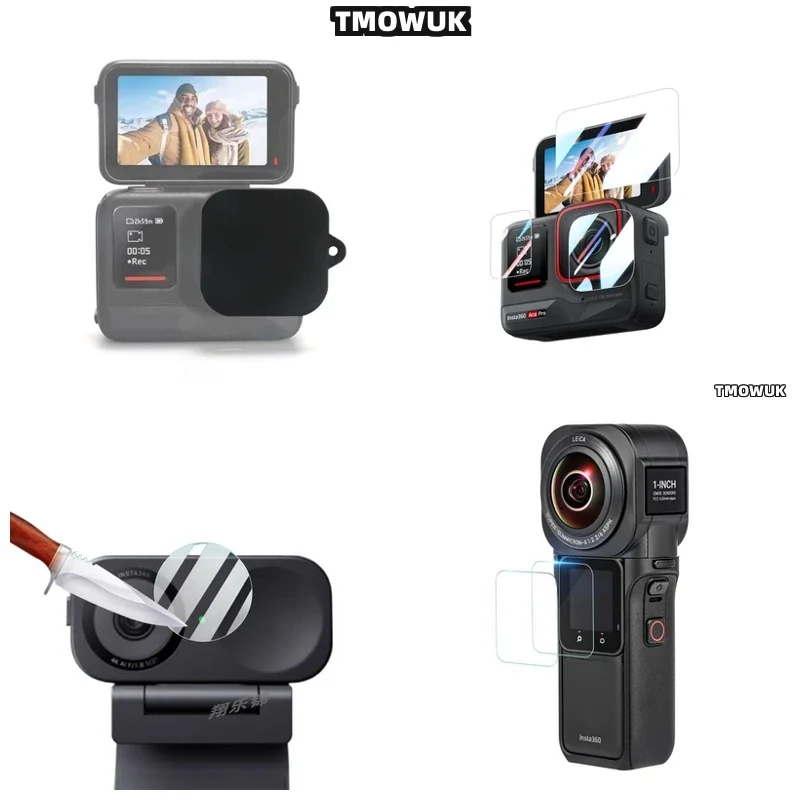 واقي شاشة من الزجاج المقوى الصلب + غطاء عدسة TPU مضاد للغبار لهاتف Insta360 GO 3 3S