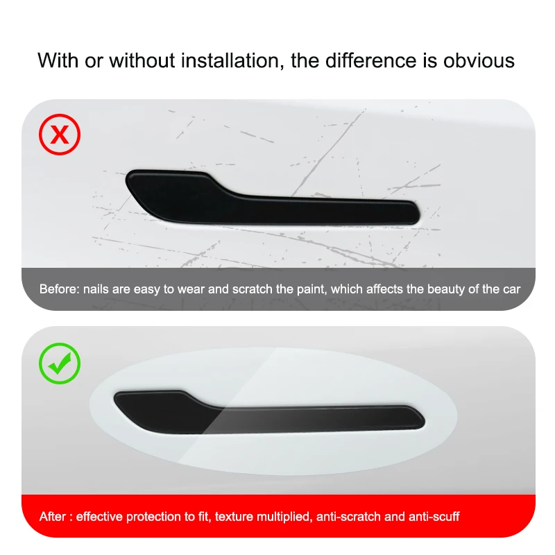 4PCS Door Handle Anti-scratch Protector Film for Tesla Model 3/Y 2017-2023 Door Handle Paint Protective TPU Film Car Clothing